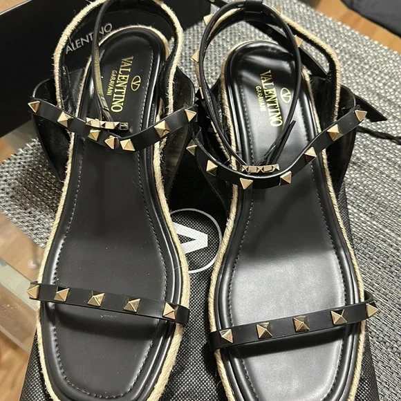 Valentino heels with gold studs and small heel. Worn once, condition like new